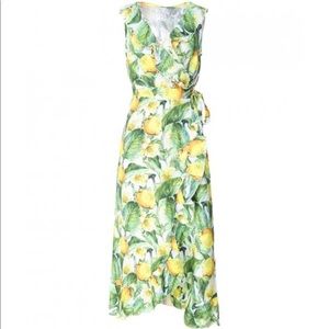 Luisa Positano Lemon Wrap Dress